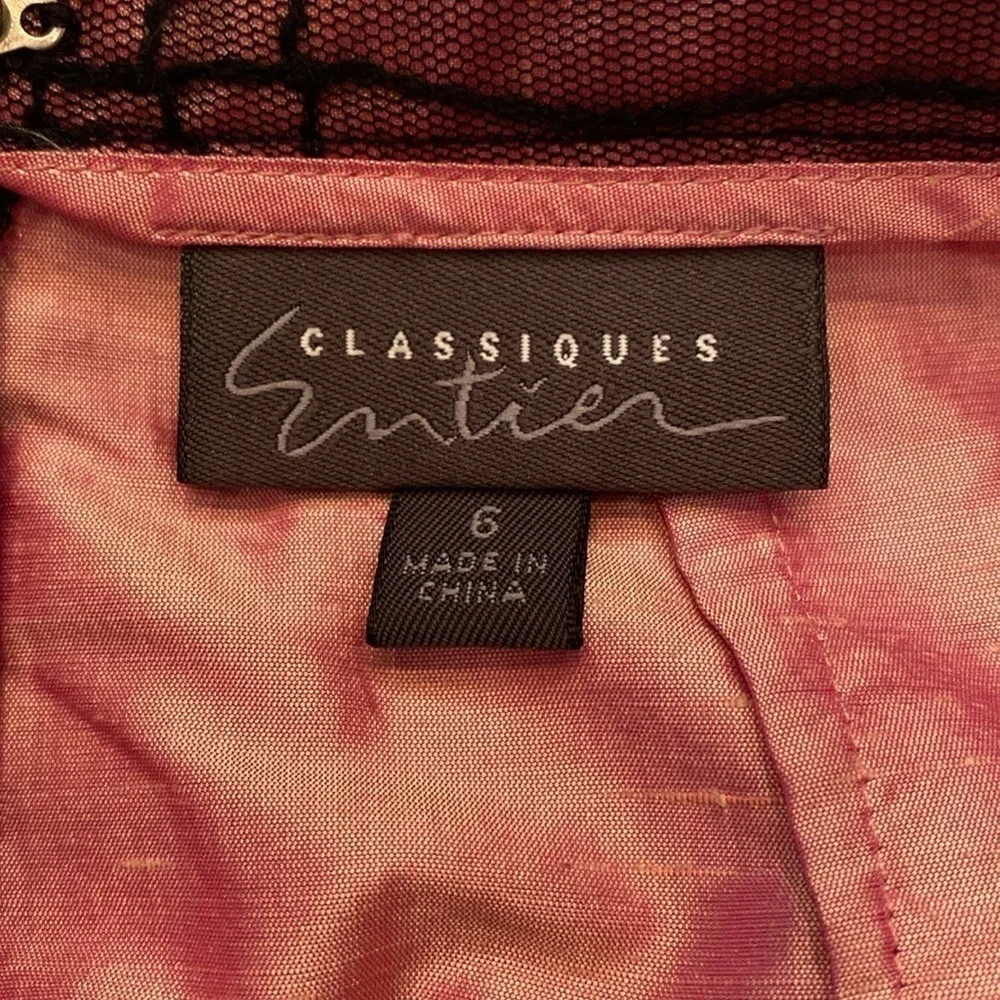Classiques Entier raspberry pink black net overlay sexy Silk Pencil Skirt sz 6